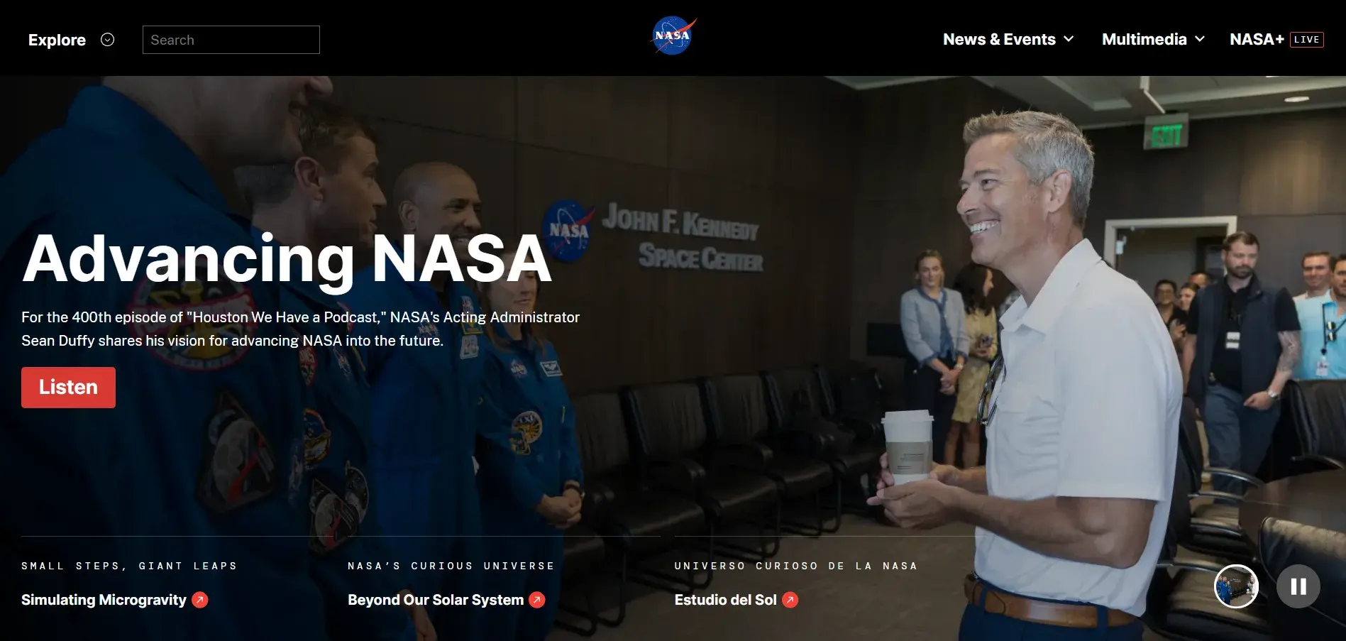 Скриншот сайта NASA, созданного на WordPress
